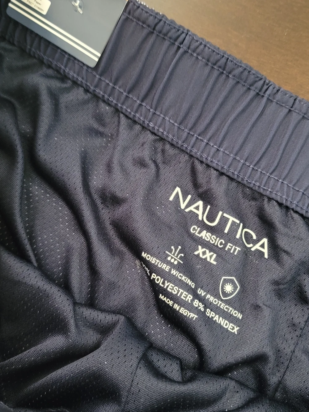 Nautica Navy and Light Blue Striped Swim Shorts